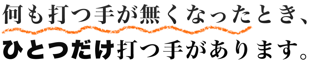 何も打つ手が無くなったとき、ひとつだけ打つ手があります。